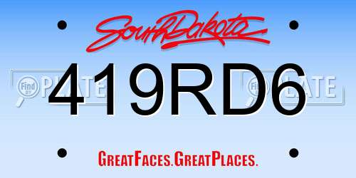 419RD6 South Dakota License Plate