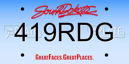 419RDG South Dakota License Plate