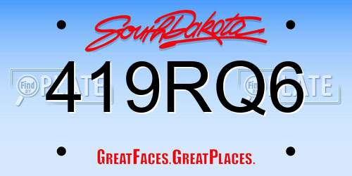 419RQ6 South Dakota License Plate