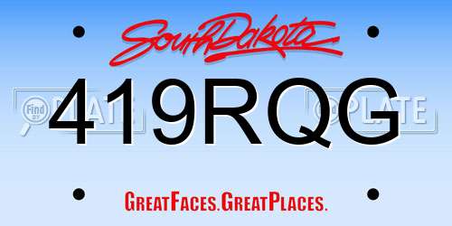 419RQG South Dakota License Plate