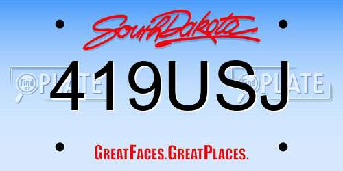 419USJ South Dakota License Plate