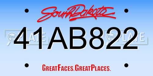 41AB822 South Dakota License Plate