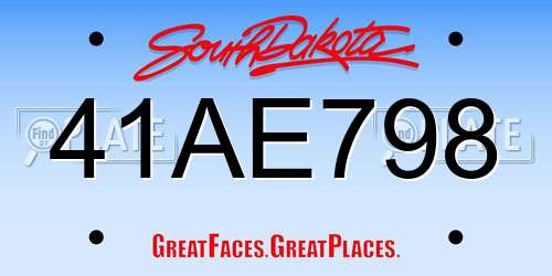 41AE798 South Dakota License Plate