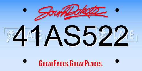 41AS522 South Dakota License Plate