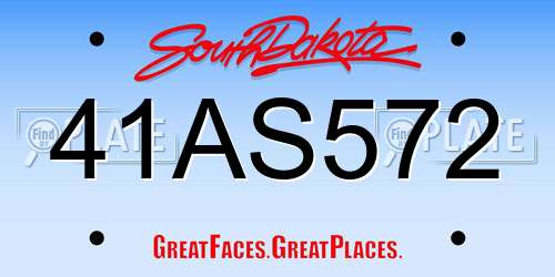 41AS572 South Dakota License Plate