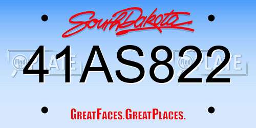 41AS822 South Dakota License Plate