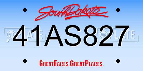 41AS827 South Dakota License Plate
