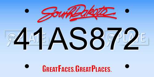 41AS872 South Dakota License Plate