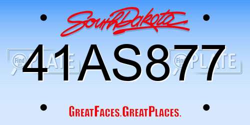 41AS877 South Dakota License Plate