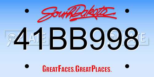 41BB998 South Dakota License Plate