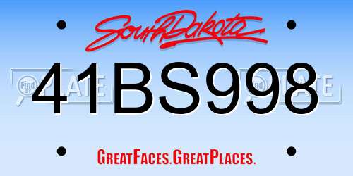 41BS998 South Dakota License Plate