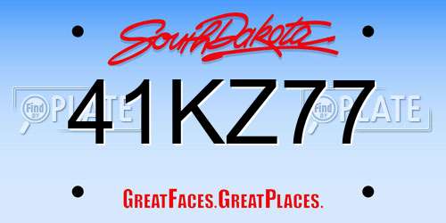 41KZ77 South Dakota License Plate