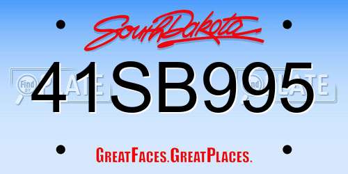 41SB995 South Dakota License Plate
