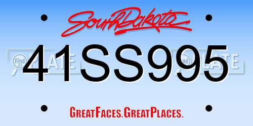 41SS995 South Dakota License Plate