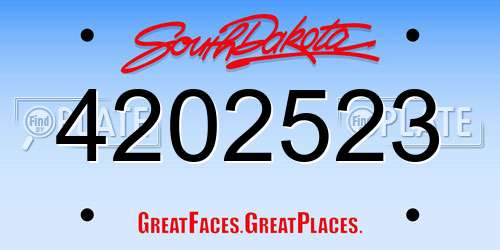 4202523 South Dakota License Plate