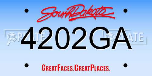 4202GA South Dakota License Plate