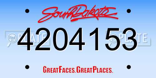 4204153 South Dakota License Plate