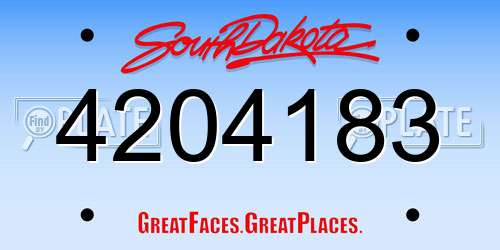 4204183 South Dakota License Plate