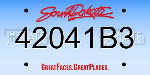 42041B3 South Dakota License Plate