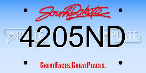 4205ND South Dakota License Plate