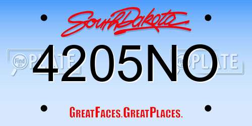 4205NO South Dakota License Plate