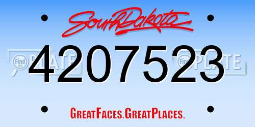 4207523 South Dakota License Plate