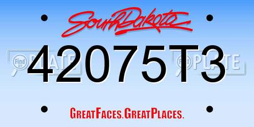 42075T3 South Dakota License Plate