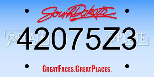 42075Z3 South Dakota License Plate