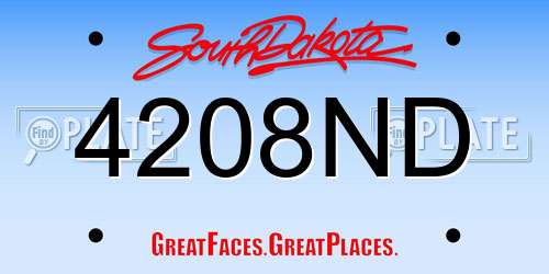 4208ND South Dakota License Plate