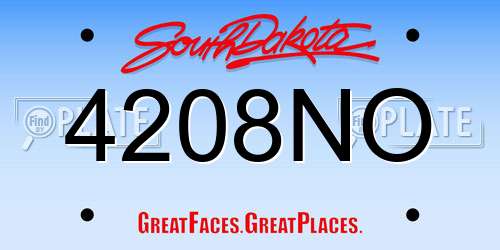 4208NO South Dakota License Plate