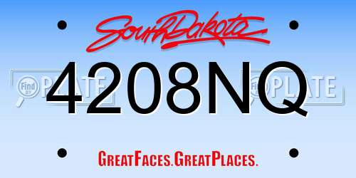 4208NQ South Dakota License Plate