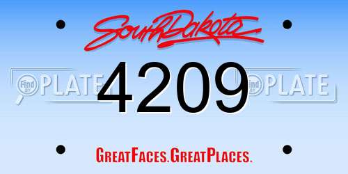 4209 South Dakota License Plate