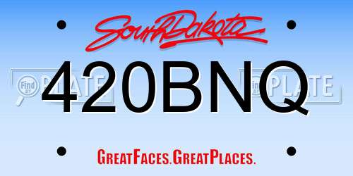 420BNQ South Dakota License Plate