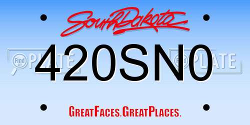 420SN0 South Dakota License Plate