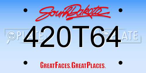 420T64 South Dakota License Plate