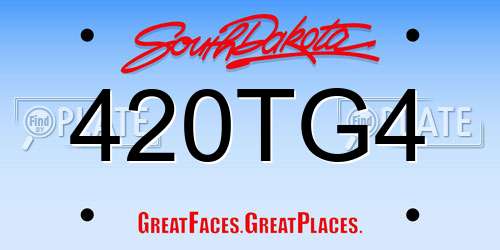 420TG4 South Dakota License Plate