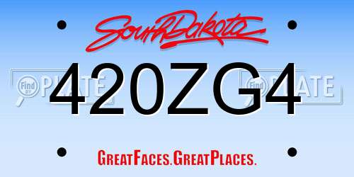 420ZG4 South Dakota License Plate