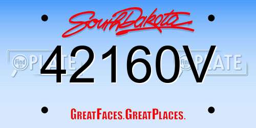 42160V South Dakota License Plate