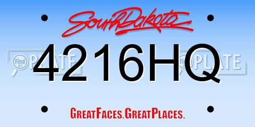 4216HQ South Dakota License Plate