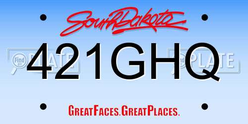 421GHQ South Dakota License Plate