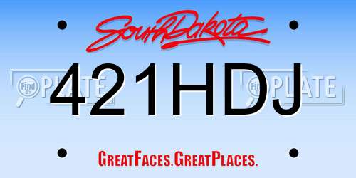 421HDJ South Dakota License Plate