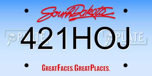 421HOJ South Dakota License Plate