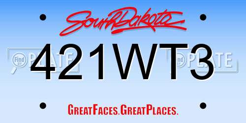 421WT3 South Dakota License Plate