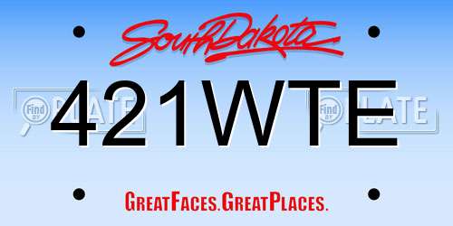 421WTE South Dakota License Plate
