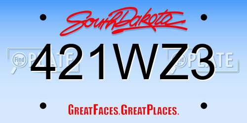421WZ3 South Dakota License Plate