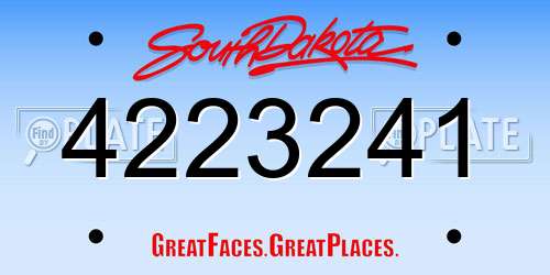 4223241 South Dakota License Plate