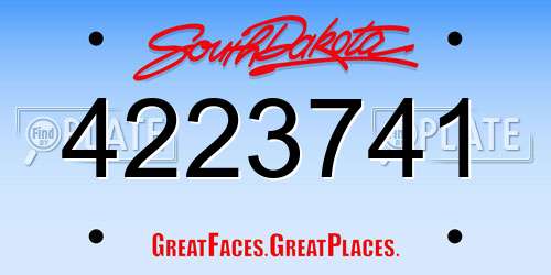 4223741 South Dakota License Plate
