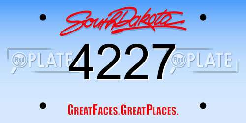 4227 South Dakota License Plate