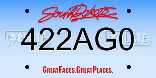 422AG0 South Dakota License Plate