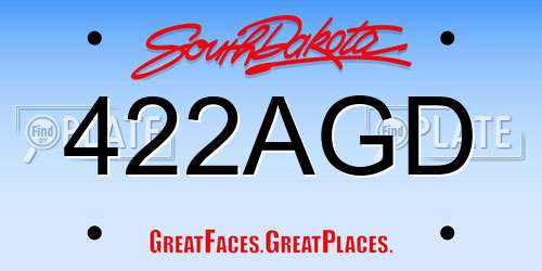 422AGD South Dakota License Plate